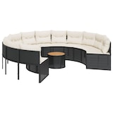 thumbnail of vidaXL Gartensofa mit Tisch und Kissen Rund Schwarz Poly-Rattan