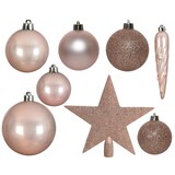 thumbnail of Weihnachtskugeln mit Stern Baumspitze Christbaumkugeln bruchfest rosa 33er Set
