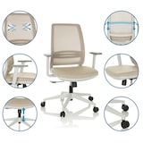 thumbnail of Bürostuhl / Drehstuhl PROFONDO ECO W Netzstoff / Stoff beige hjh OFFICE