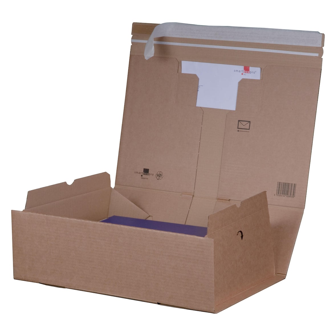 50x Versandkarton 298x215x43mm PACKBOX mit Selbstklebeverschluss & Aufreißfaden braun für A4