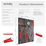 thumbnail of tectake Painel perfurado para ferramentas JONAH com ganchos e suportes - Conjunto de 6 preto/vermelho