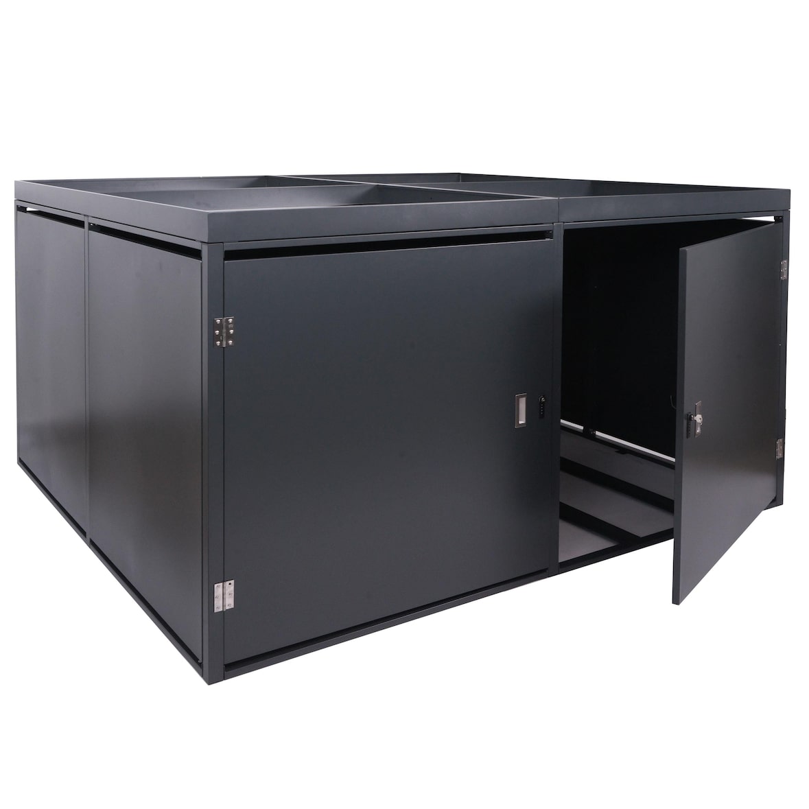 4-fietsenstalling met plantenbak HWC-L56b, fietsbox, afsluitbaar gegalvaniseerd staal 126x220x210cm ~ antraciet