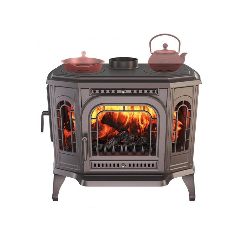 Estufa de leña independiente con apertura a la izquierda y CookTop - P7 (10,5 KW) ECO