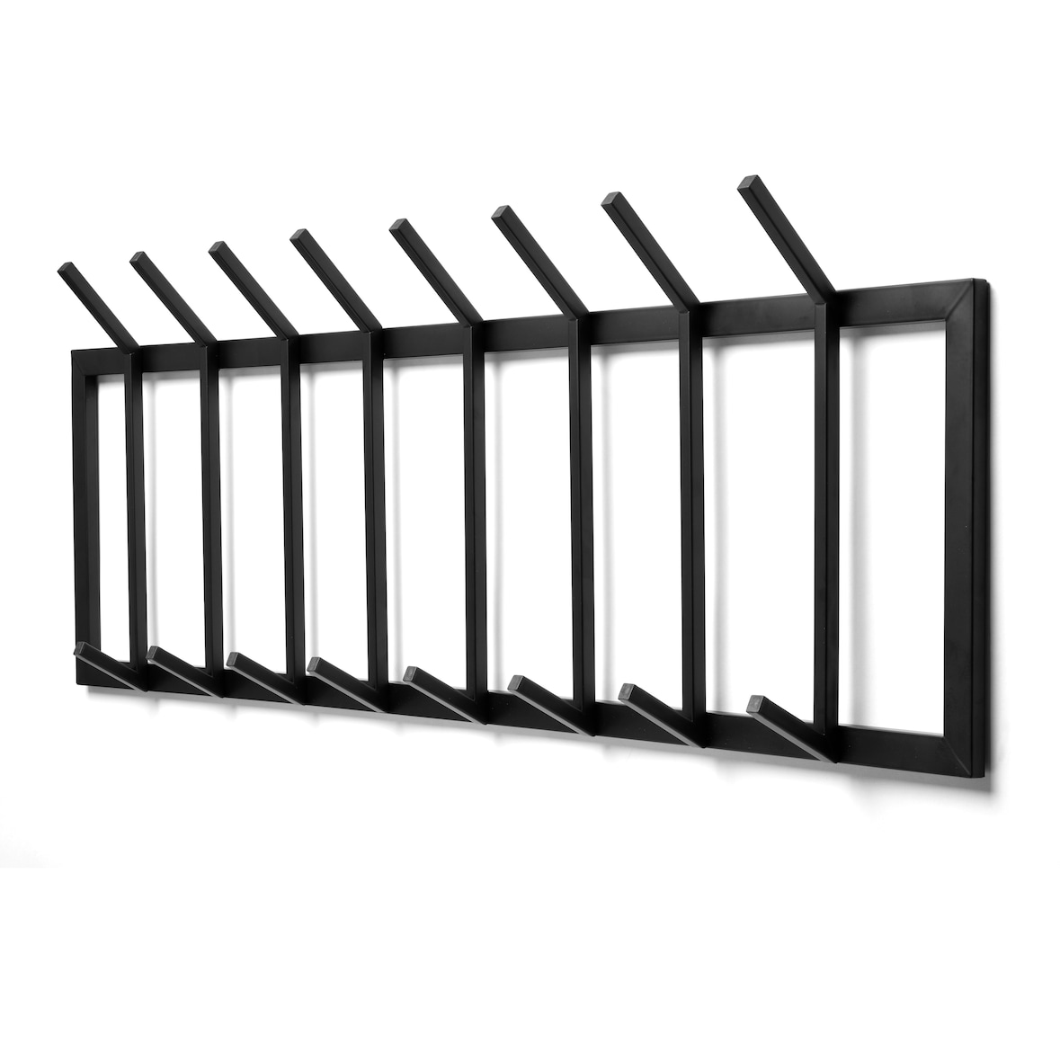 TOJ Living Wandkapstok – 16 haken – 90 cm – RVS – Mat zwart – Muurkapstok