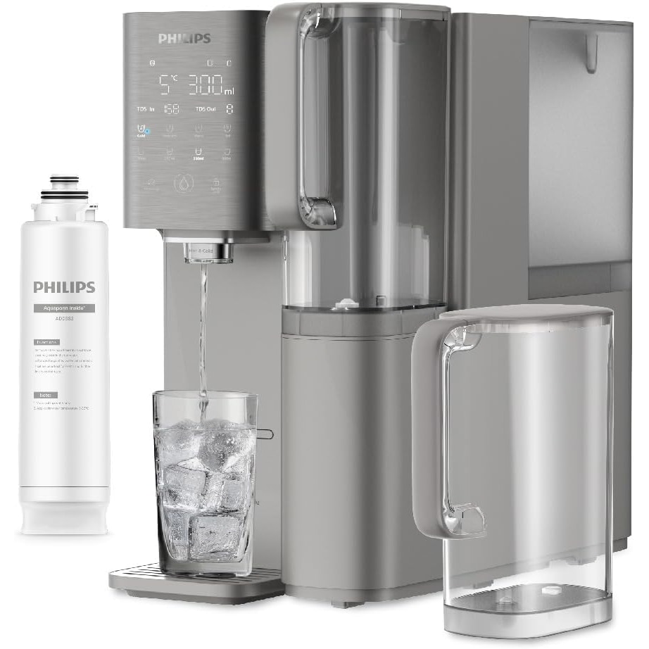 Philips Umkehrosmose-Wasserstation: Heiß & kalt, UV-C, Remineralisierung, TDS-Monitor, 6L Tank, 1 Jahr Filterlebensdauer