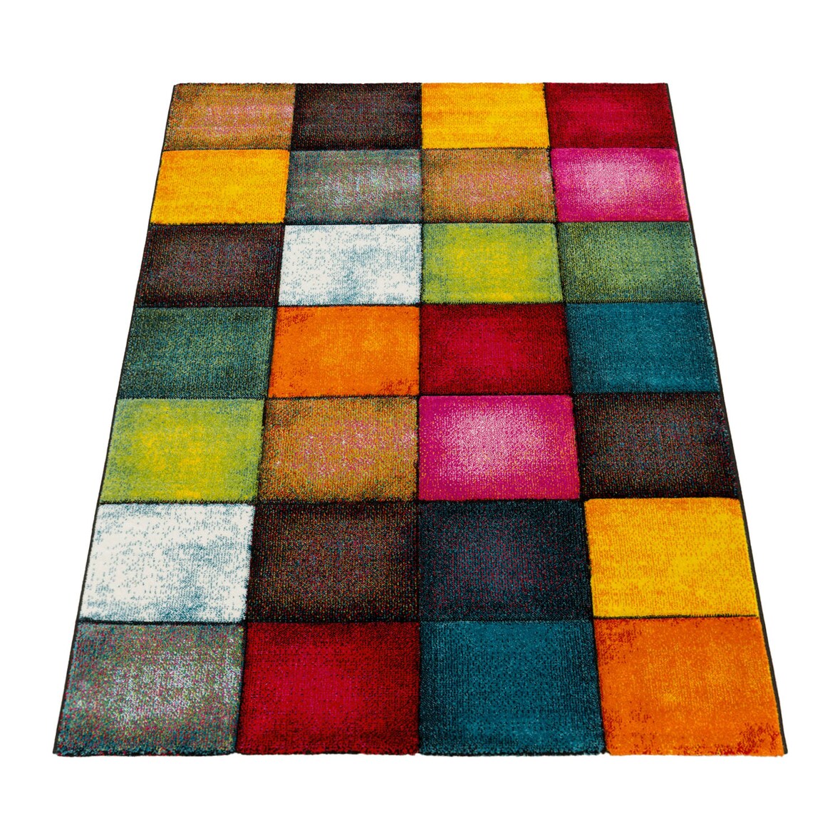Teppich Kurzflor Karos Wohnzimmer schmutzabweisend Mehrfarbig Rechteckig 200x290 | 100% Polypropylen, Rücken aus Jute | Florhöhe: 12 mm | pflegeleicht