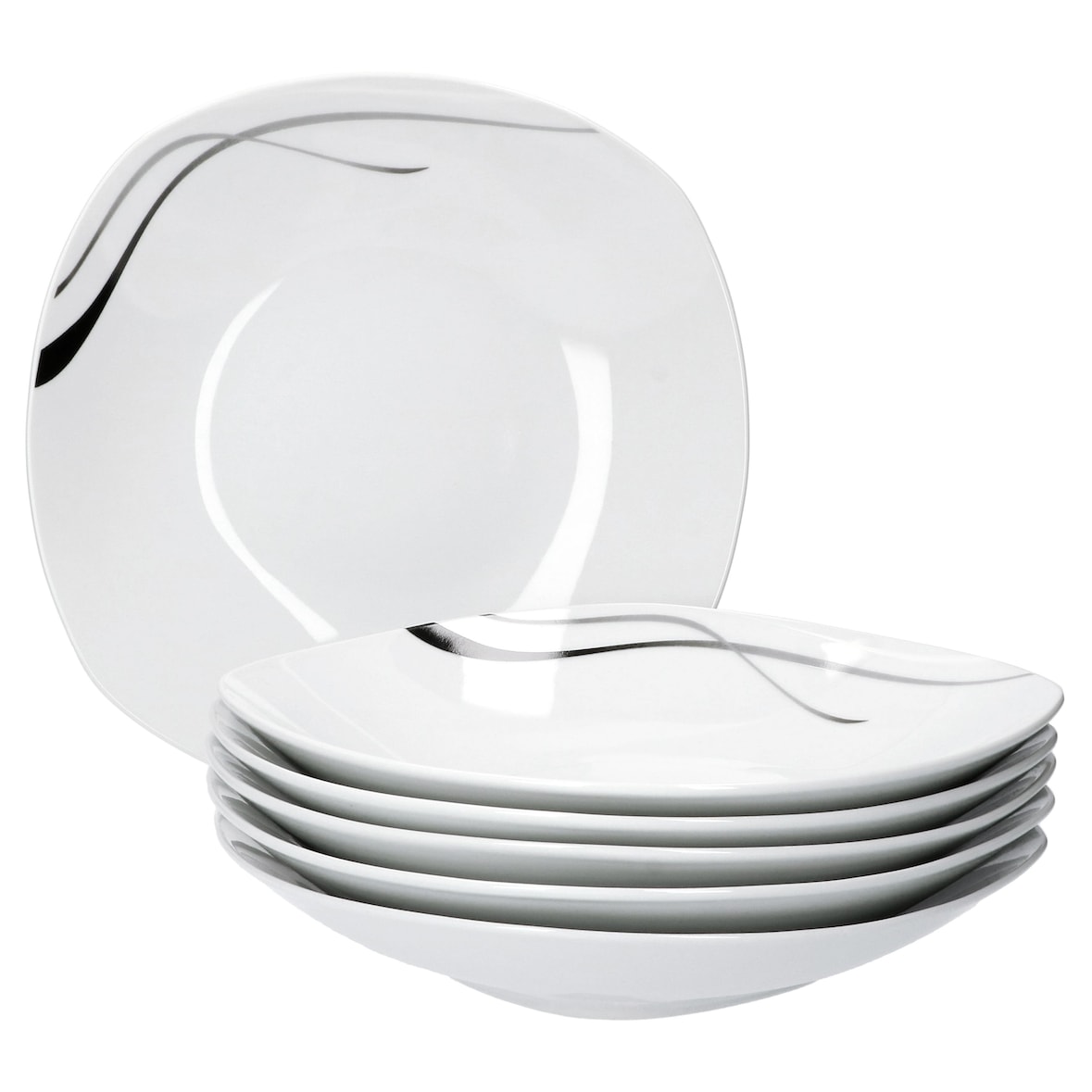 6er Set Essteller tief Silver Night 22cm