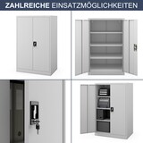 thumbnail of Aktenschrank abschließbar KADO 4 Ebenen verstellbar Flügeltüren Metallschrank Werkstatt Büroschrank aus Stahl Werkzeugschrank 140x90x60cm Grau