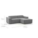 thumbnail of Dmora Festes Sofa Patrizia, Modulares 2-Sitzer-Sofa mit rechter Halbinsel, 100% Made in Italy, Modernes Sofa aus Stoff, Cm 220x170h70, Grau