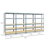 thumbnail of PROREGAL Mega Deal 4x Étagère charge lourde TIGER | HxLxP 180x90x60cm | 265kg par niveau | Gris | Étagère robuste de garage