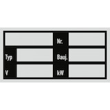 thumbnail of Typenschild für die Elektrotechnik, Aluminiumfolie, 52x26 mm, 4 Stück/Bogen