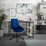 thumbnail of Bürostuhl auf Rollen Blau mit Samtbezug und Metallgestell
