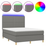 thumbnail of vidaXL Boxspringbett mit Matratze & LED Dunkelgrau 140x190 cm Stoff