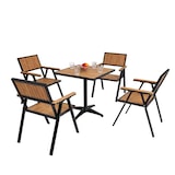 thumbnail of Set van 4 tuinstoelen + tuintafel HWC-J95, stoel tafel, gastro outdoor coating, aluminium polywood ~ zwart, teak