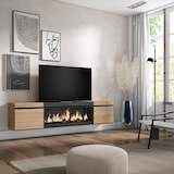 thumbnail of TV-Meubel, Lowboard, Woonkamer, Eetkamer, 208x35x45cm, Voor tv's tot 80", Elektrische haard XXL, Hangend, Moderne stijl, Eiken/Zwart _ 413_23