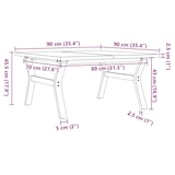 thumbnail of vidaXL Couchtisch Y-Gestell 90x90x45,5cm Massivholz Kiefer & Stahl