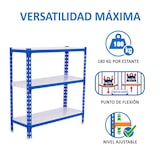thumbnail of SimonRack Metallregal, 1000x1000x400 mm, 3 Ebenen, Metallboden, 180 kg Biegepunkt, Blau/Weiss - Simonclick