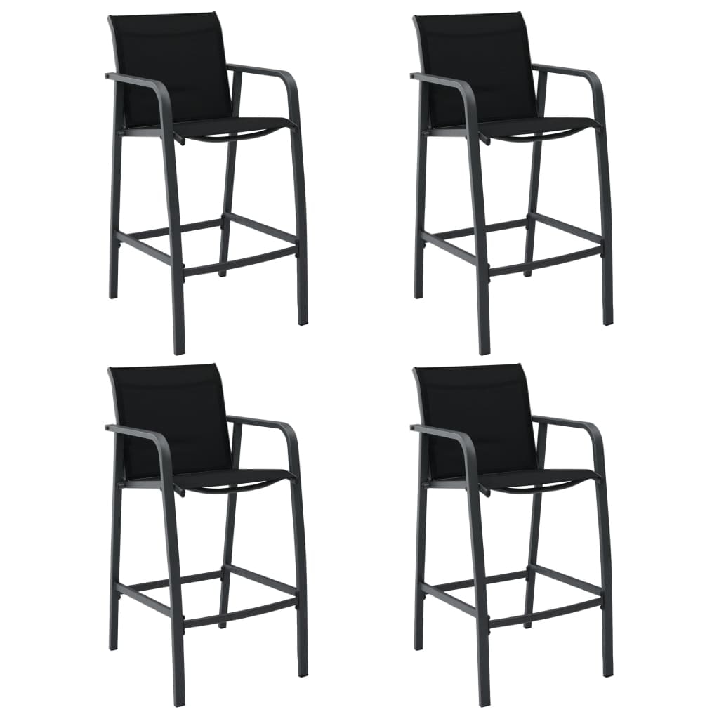 vidaXL Tuinbarstoelen 4 st textileen zwart