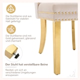 thumbnail of Merax Sedia da pranzo, set di 2, sedia da soggiorno 2 pezzi, sedia imbottita, gambe di supporto in acciaio inossidabile placcato oro, velluto, beige
