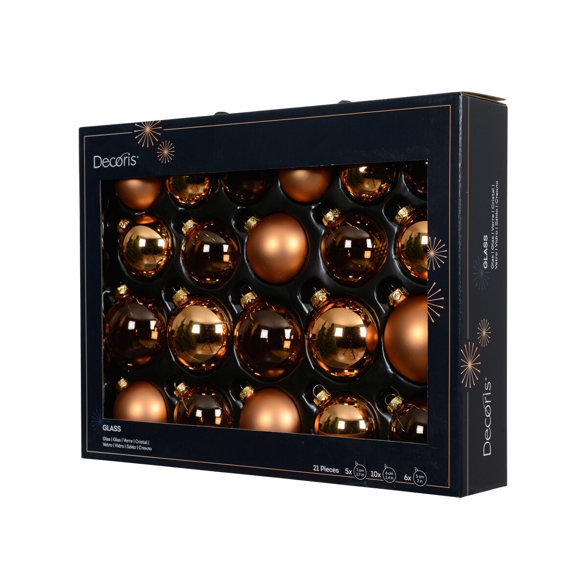 21 Weihnachtskugeln Glas 5-7cm matt, glänzend & transparent Christbaumkugeln Weihnachtsbaumkugeln Christbaumschmuck Weihnachtsbaumschmuck Brandy