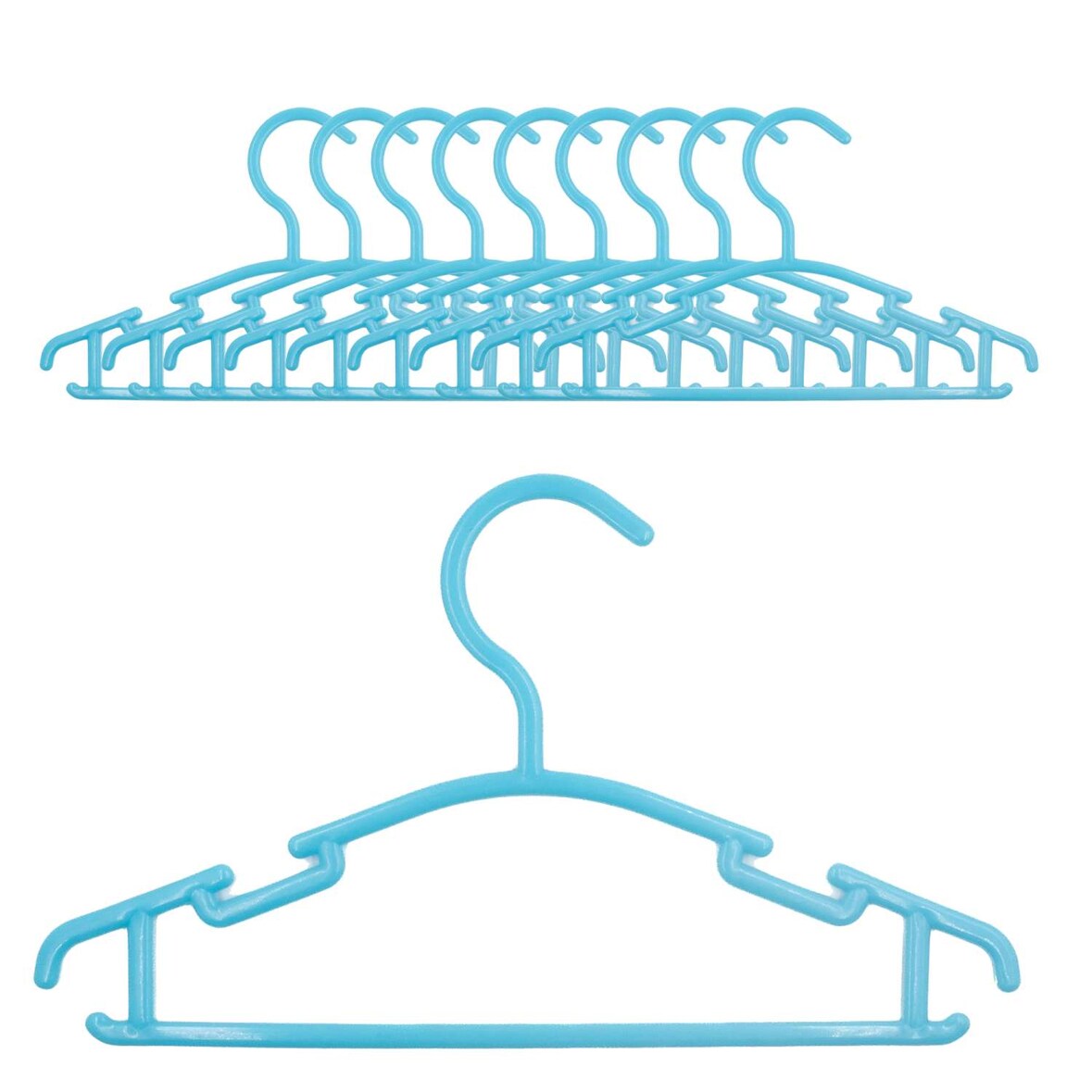 Intirilife 10x Kleiderbügel für Kinder aus Kunststoff in Blau - 25.8 x 15 x 0.3 cm - Kinderkleiderbügel für Kleidung von Babys Kleinkinder