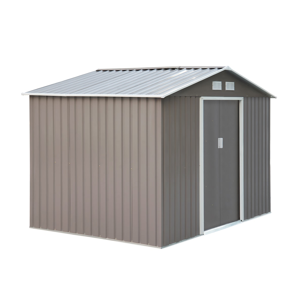 Cobertizo de jardín de exterior 4,9 m² 277x195x192 cm caseta de jardín con 2 puertas corredizas base refuerzo (suelo no incluido) gris