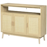 thumbnail of HOMCOM Aparador Sala de Estar de Estilo Cannage com 3 Portas de Vime Prateleiras Ajustáveis e Pés de Madeira 120x40x97 cm Madeira