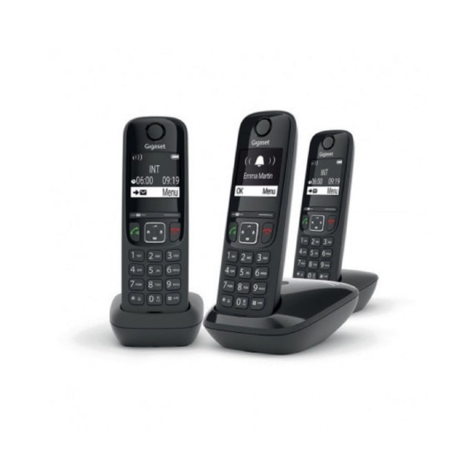Gigaset AS690 TRIO téléphone DECT noir  base + 3 combinés