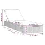 thumbnail of vidaXL Sonnenliege 1 Stk. mit Auflage Schwarz 201x55x62 cm Poly Rattan
