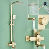 thumbnail of LANA| Conjunto de chuveiro de chuva premium em aço inoxidável dourado brilhante | Torneiras de design sistema de chuveiro|completo com chuveiro de mão