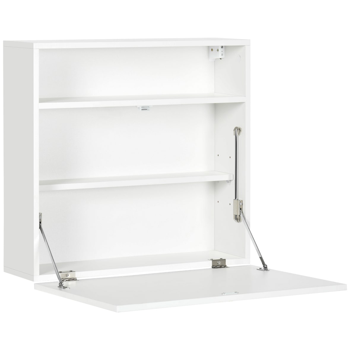 HOMCOM Secretária de Parede Moderna Dobrável Multifuncional com Prateleiras de Armazenamento Carga 40 kg 64x20x60 cm Branco