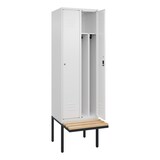 thumbnail of C+P Spind Classic PLUS, schwebender Sitzbank aus Buche 2 Abteile, HxBxT 212x60x82cm, Zylinderschloss, Verkehrsweiß von PROREGAL