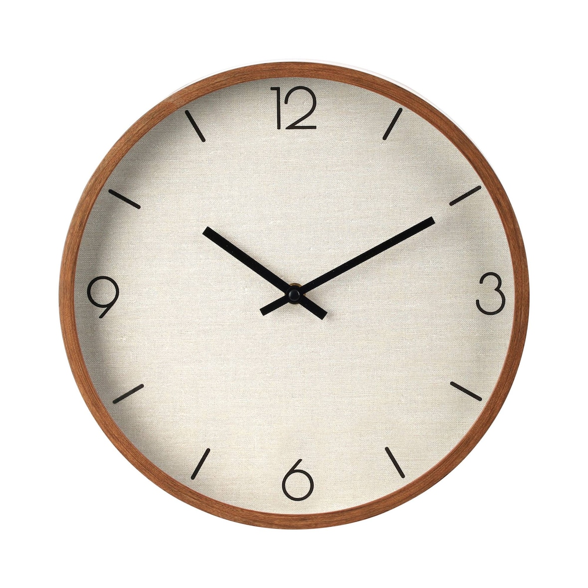 WellHome - Reloj de Pared Vintage Aspecto Madera con Esfera Tela Beige Ø30cm