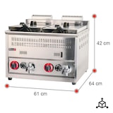 thumbnail of Romux® Friteuse À Gaz Naturel Professionnelle 17+17 Litres Double de Table | Friteuse en Acier Inoxydable avec Robinet de Vidange 12000 W