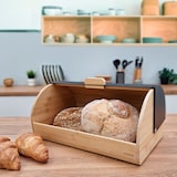 thumbnail of Briebe BB1162BLK Panera para Guardar Pan de Mesa Madera Bambú, Tapa Deslizante Bread Box Almacenamiento Bollería, Negro