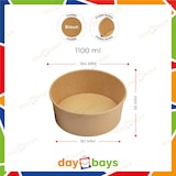 thumbnail of DayBays 1200 Stk. Salatschalen 1100 ml Salatbox Kombi 184x161x56 mm mit Deckel Kraft Braun Rund