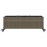 thumbnail of vidaXL Plantenbak met wielen 3 potten 107x32x38 cm poly rattan grijs