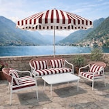 thumbnail of Now's Home - Salon de jardin en acier blanc tissu rayé blanc et coquelicot positano