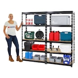 thumbnail of PROREGAL 2x Schwerlastregal Tiger | HxBxT 180x90x45 cm | Fachlast 265kg | Schwarz | Stecksystem Lagerregal Regalsystem 2 Stk.