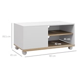 thumbnail of HOMCOM mueble TV de salón moderno con ruedas mesa para televisores de 42 pulgadas módulo TV con 1 puerta y 2 estantes de almacenamiento 80x45x39,5 cm