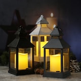 thumbnail of LED Laterne mit Kerze Windlicht flackernd H: 23cm Batteriebetrieb grau