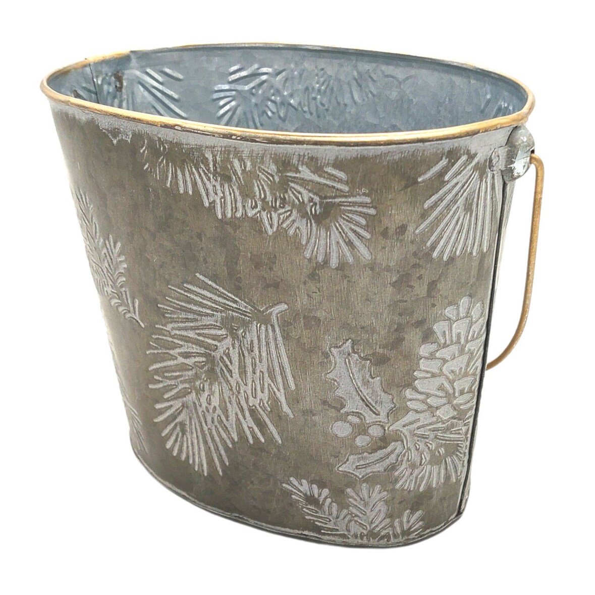 Übertopf aus Metall Winterzeit oval Blumentopf Garten Weihnachten