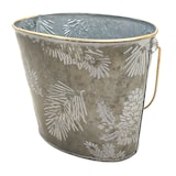 thumbnail of Übertopf aus Metall Winterzeit oval Blumentopf Garten Weihnachten