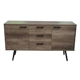thumbnail of Möbilia Sideboard | 2 Türen,3 Schubladen | MDF mit strukturierter Dekorfolie | braun-schwarz | B106,5xT39xH77cm|25020095