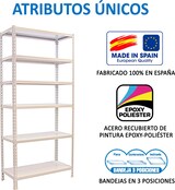 thumbnail of SimonRack Estantería Metálica, 2500x800x500 mm, 6 Alturas, Bandeja Metal, 180 kg de Punto Flexión, Blanco - Simonclick