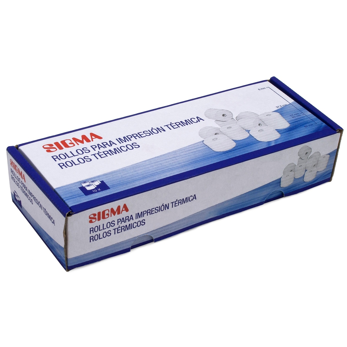 Caja 10 rollos térmicos 57x30 m SIGMA sin BPA