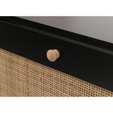 thumbnail of Rattan-Schuhkipper HWC-M37, Schuhregal Schuhschrank, 3 Kippfächer 2 Regalböden 127x120x24cm Holz Melamin ~ schwarz