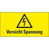 thumbnail of Aufkleber I Warn-Kombischild Vorsicht Spannung, RoHS konform, praxisbewährt, Folie, selbstklebend, 37x74mm