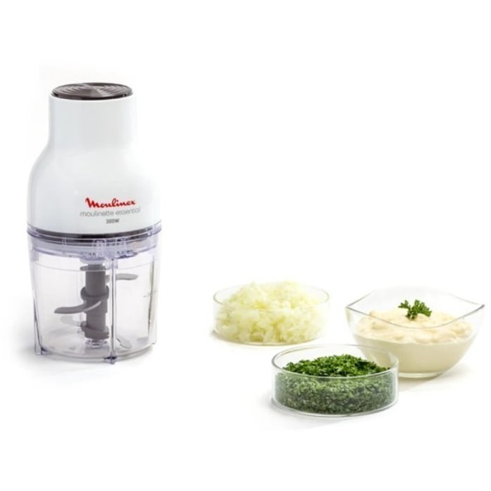 Moulinex Dj520110 Moulinette Essential, Hachoir 300 W, Bol 400 Ml, 4 Lames En Acier Inoxydable, Mini Mixeur Viande, Decoupe Legu