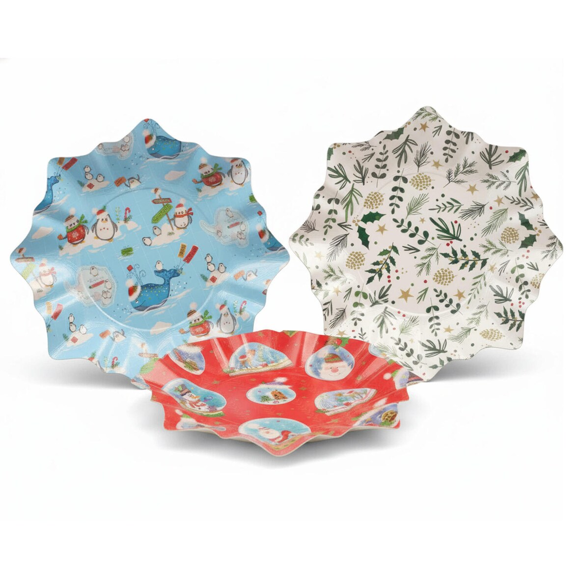 VEPATIM 10 Gebäckschalen Plätzchenschalen für Weihnachtsgebäck Pappe Ø 28 cm verschiedene Motive